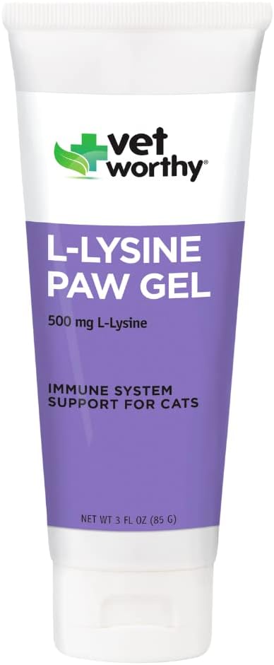 Vet Worthy Lysine Paw Gel 猫类援助 - 猫类Paw Gel 支持免疫系统和整体健康 - 猫类补充 氨酸 L-Lysine - 沙门 Flavor Gel, 3oz