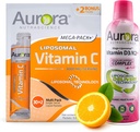 Aurora Nutrascience Mega Liposomal Vitamin C 32 Pack + Vitamin D3/K2 Bottle Bundle - 免疫支持和认知健康补充 - 32个服务对象