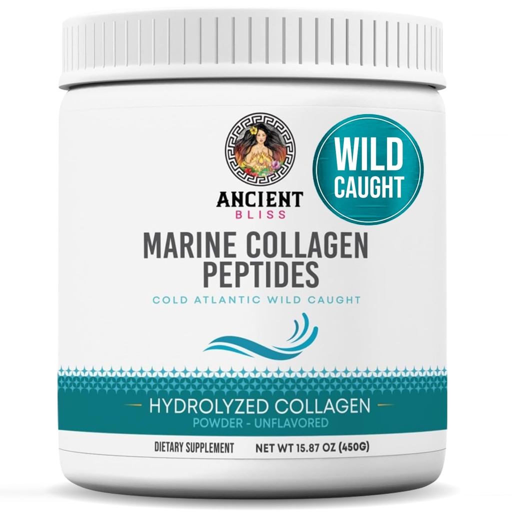 古代Bliss Wild-Caught 海洋鱼科拉根 Peptides Powder,Flavorles Colagen 蛋白质补充剂,类型1, Non-GMO, Gluten-Free, 氨基酸补充剂,用于皮肤、毛发和钉子,15.87 Oz