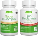 超级B-Complex & 高吸收铁比斯格化20mg 配有维生素C,维根邦德,甲基持续释放 B 复合体 & Gentle One