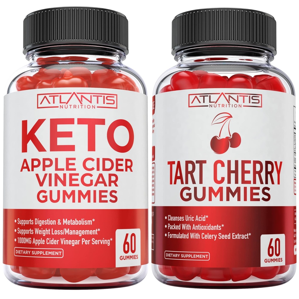 60 Keto Apple 苹果苹果 葡萄酒 葡萄酒 高级减肥 + 60 Tart Cherry Gummys 与 Celery种子提取器