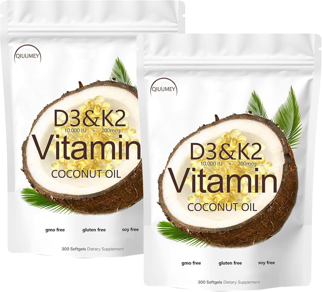 D3 + K2 椰油软胶,维生素D3 1000 iu + K2(MK-7)200 mcg,维生素D3 K2 补充软胶,补充维生素D3 K2 椰油软胶300 Gels