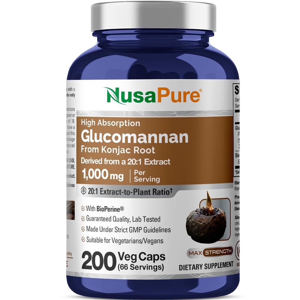 NusaPure Glucomannan 每服200Veg Caps(生物牡蛎、非GMO、Vegan)