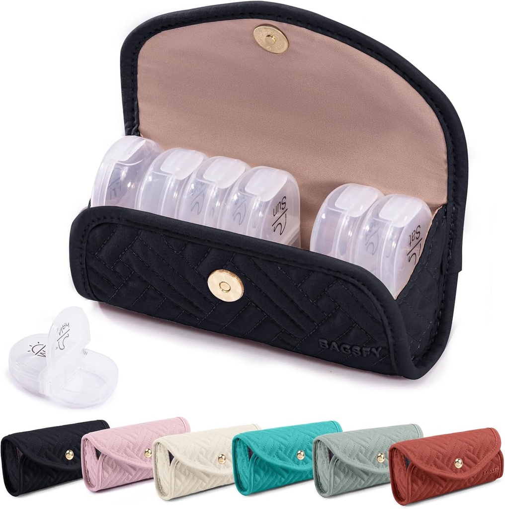 BAGSFY 每周药丸组织者 2 Times a Daily in a cute fabric Pill case, Medicine Bag,AM PM Pill Box 7天,药丸的便携式药剂旅行案例,维生素,鱼油,补充品.