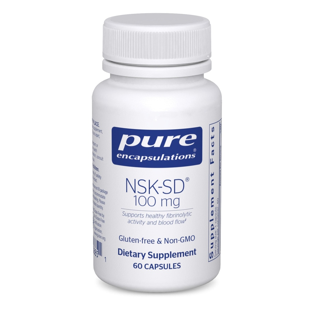 纯封装NSK-SD - 100 mg Nattokinase - 用于正常血液循环 - 支持纤维分析活动* - Gluten Free & Non-GMO - 60 Capsules