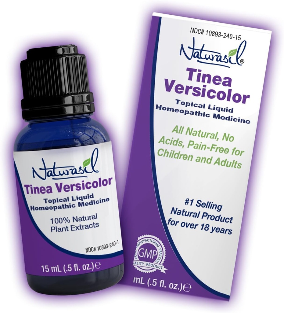 Naturasil Powerful Tinea Versico彩色治疗 - 快动作 Tinea Versico Relief - 最佳Candida, Jock Itch, Athlete的脚部和彩色 - 安全所有年龄 - 有效 许多皮肤类型 - 15mL