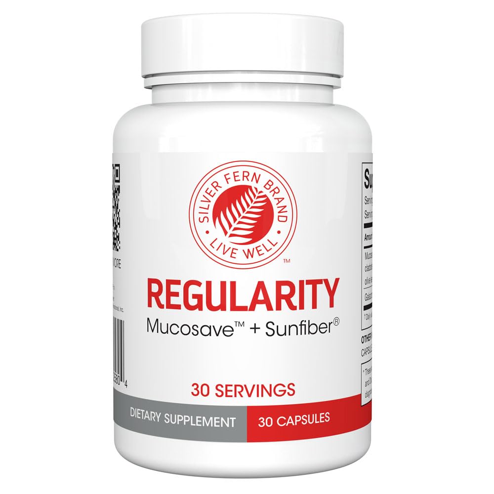 银色Fern Regularity Capsules Brand - 1瓶 = 30枚 Capsules = 30天供应 - Mucosave FG (Prickly Pear Polysaccharides & 橄榄叶多酚) & SunFiber
