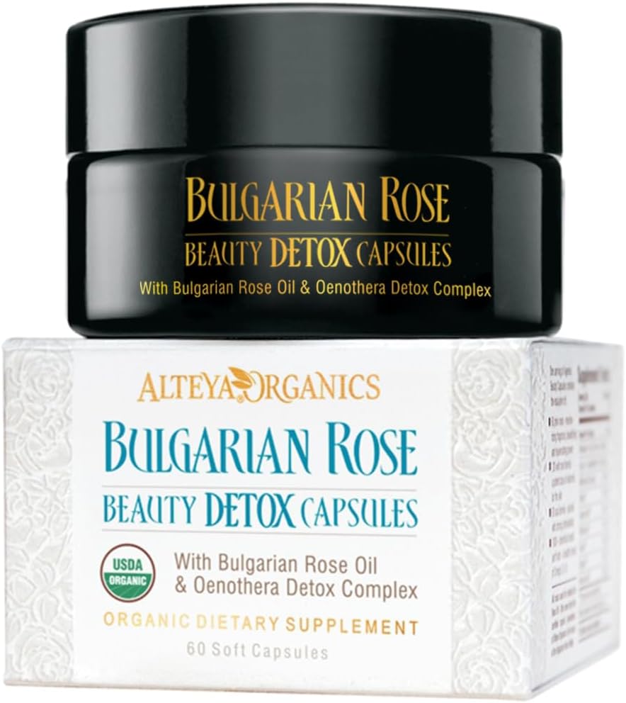 Alteya Organizations Rose Beauty Detox Capsules - 配有保加利亚玫瑰油和Oenothera Detox综合企业的USDA认证有机物 - 30名服务员