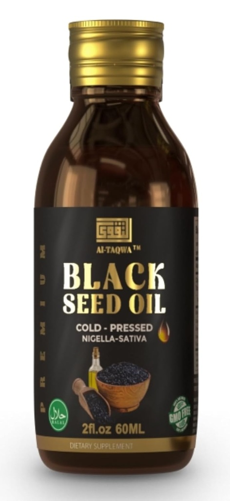 黑籽油,纯处女黑瓜明种子油(Nigella Sativa) Kalonji,冷压,未精炼,Thymoquinone, Vegan友好,非转基因生物,液态60ml