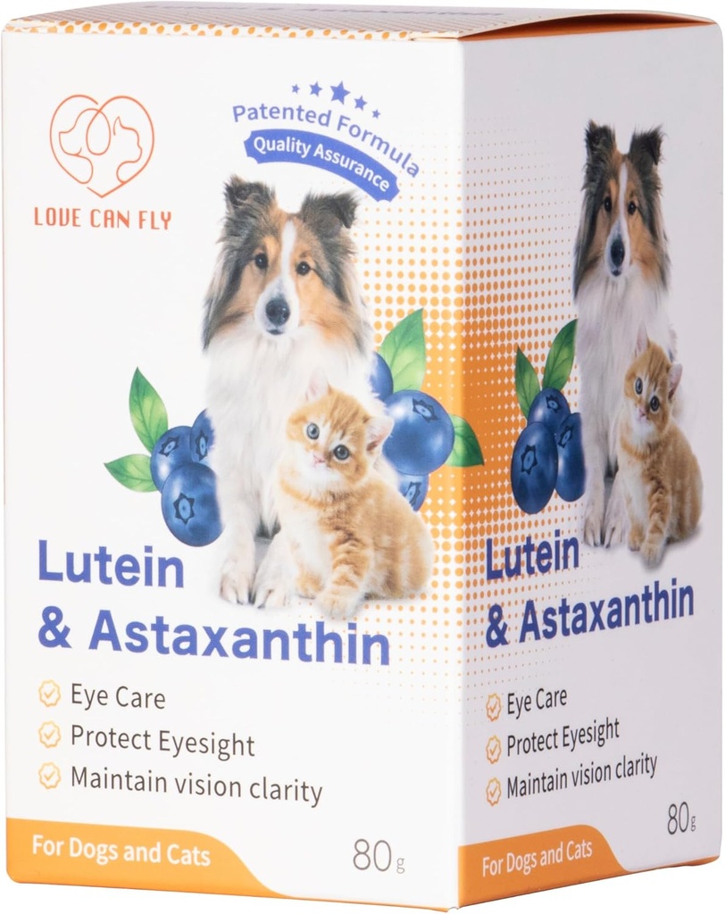 Lutein for Dogs and Cat Eye Supplement Astaxanthin 所有自然成份 人类等级 支持泪水 污泥 Immune, Lutein Sourced from USA, 增强视觉健康抗氧化剂-2.8 Oz
