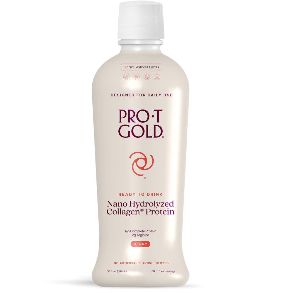 ProT 黄金液晶蛋白Shot,17g 清蛋白 Nano-Hydrodrolyzed 草药Collagen,2g Arginine 用于伤者支持,Gluten 免糖,0g碳,非转基因O,Berry,30 floz瓶