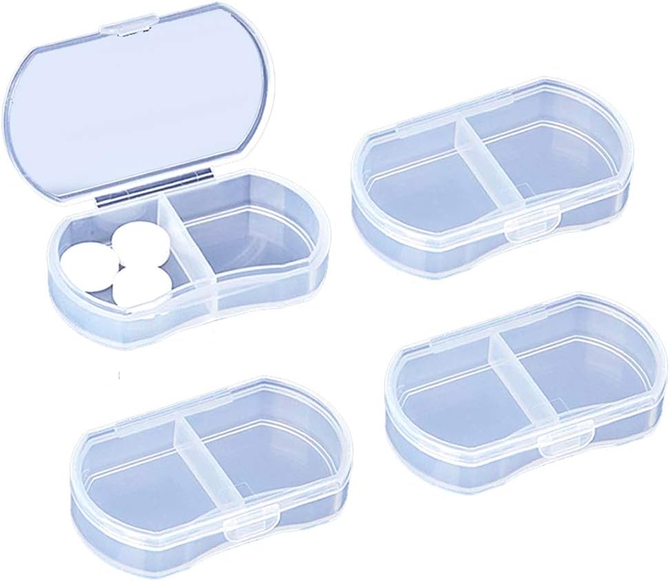 4PCS Pill case for Purse Small Pill Organizationer Portable Transit Daily Pill Contains AM & PM Mini Pill Box Vitamin,鱼油,补充持有者