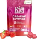 Creatine Monohydrate Gummys - 5g Creapure Creatine per service - Vegan - 肌肉增强、耐力、恢复和精神重点 - 90 Gummys, Gluten-Free(草莓)
