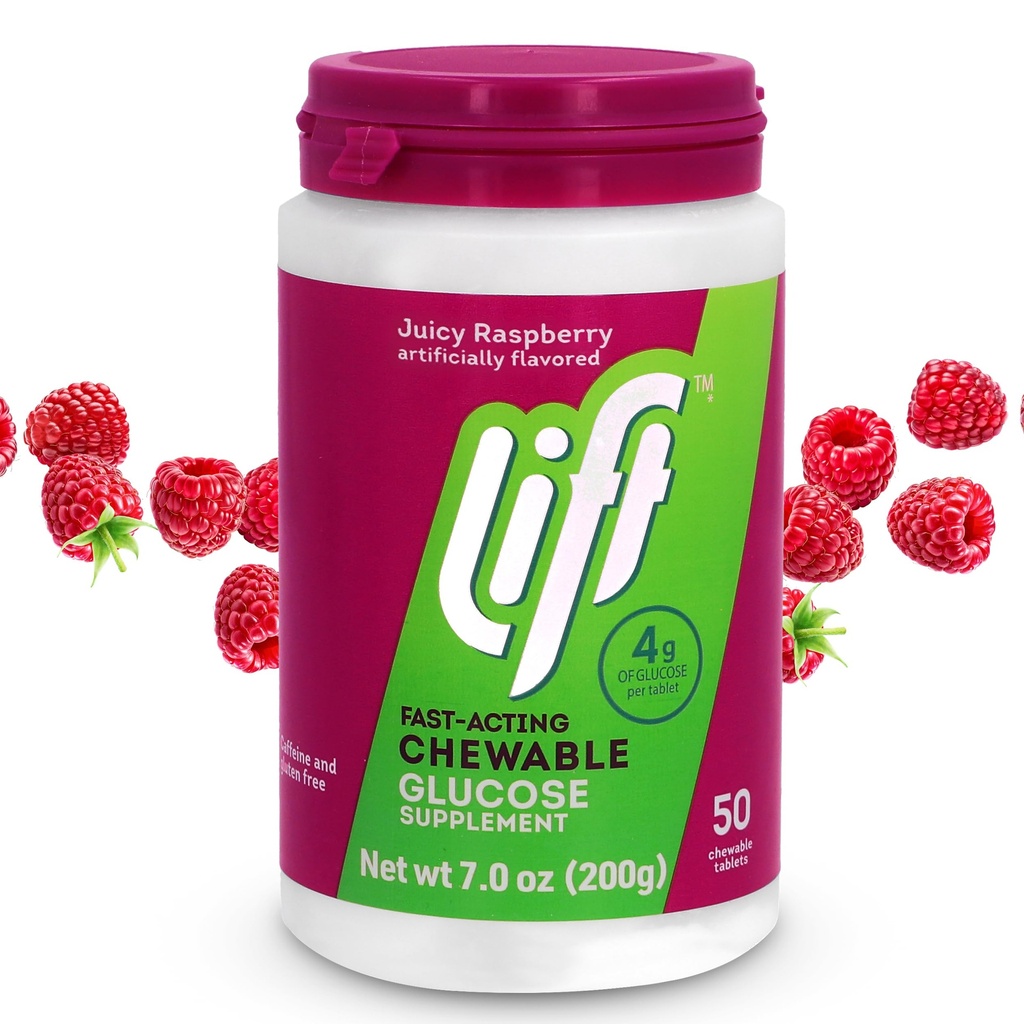 升起葡萄糖快速作用葡萄糖可切换能量片,Raspberry,50 cm Jar (Pack of 1)