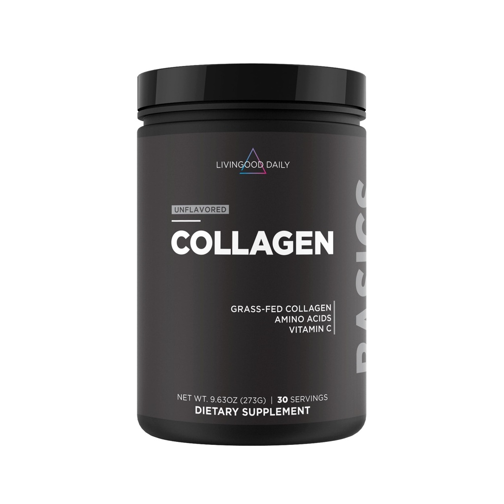 Livingood Daily Unflood Collagen Powder for Women & Men, Hydrolyd Collagen Peptides Powder with Vitamin C, 蛋白质 20 氨基酸, 类型 I & III, 草药, Keto, Paleo, Gluten Free, 30 Srvgs