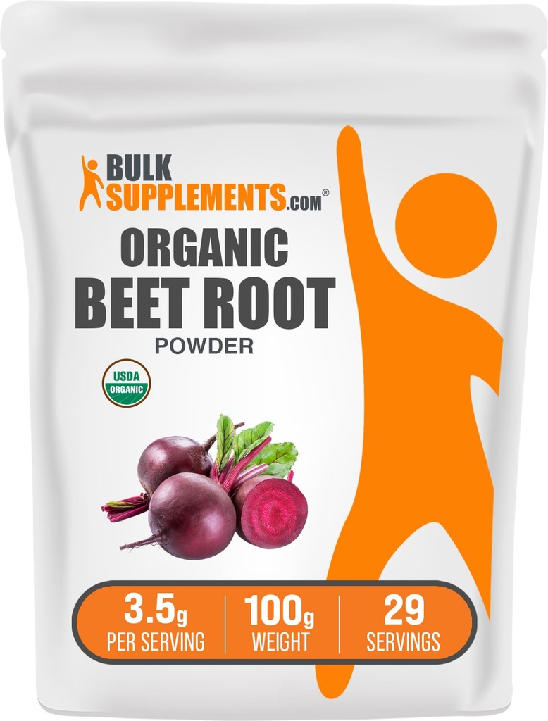 Bulk Assupports.com 有机甜菜根粉 - 超级食品补充品,甜菜根补充品 - Vegan & Gluten Free,每服3.5g,100g(3.5 oz) (Pack of 1)