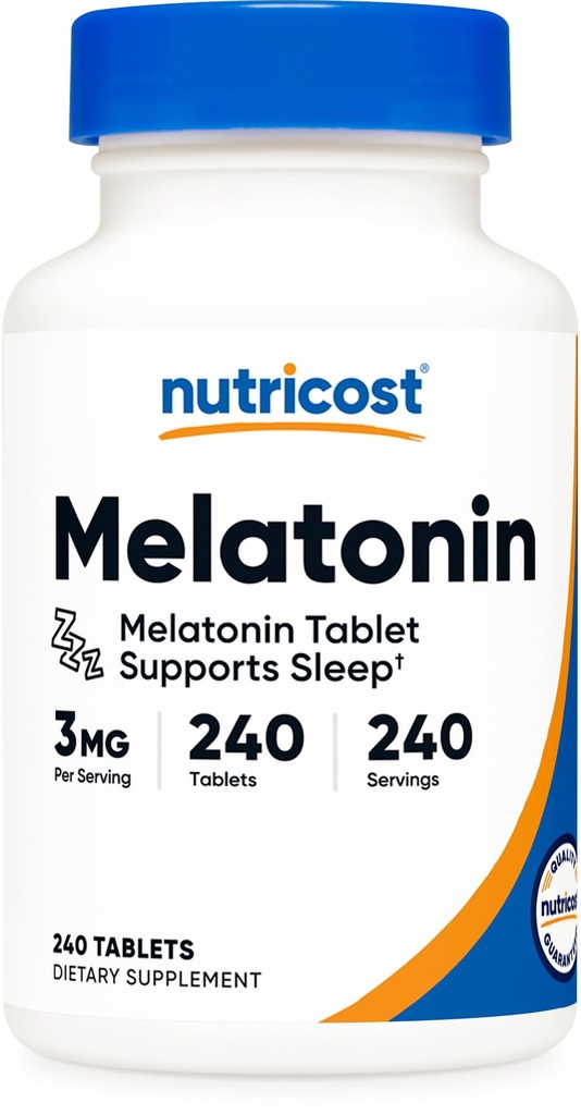 Melatonin 3mg, 240块平板电脑 - 3mg Pervice, 非GMO, Gluten Free