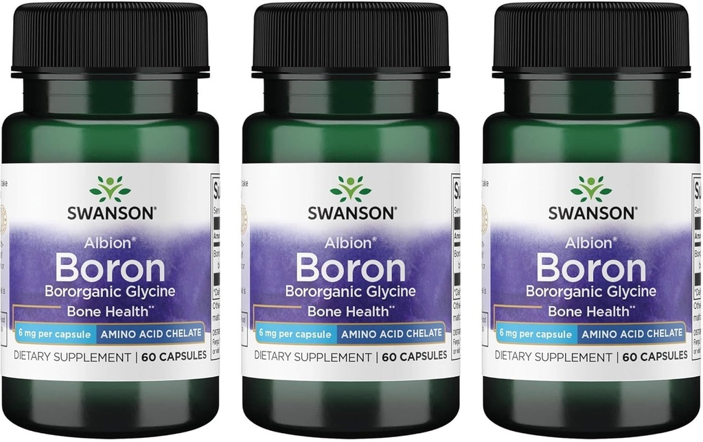 来自Albion的Swanson Boron - Boroganic Glycine 补充剂 支持联合健康与骨质健康 - 高吸收公式 可能支持总体平衡 - (60卡普尔,每包6毫克) (3包)