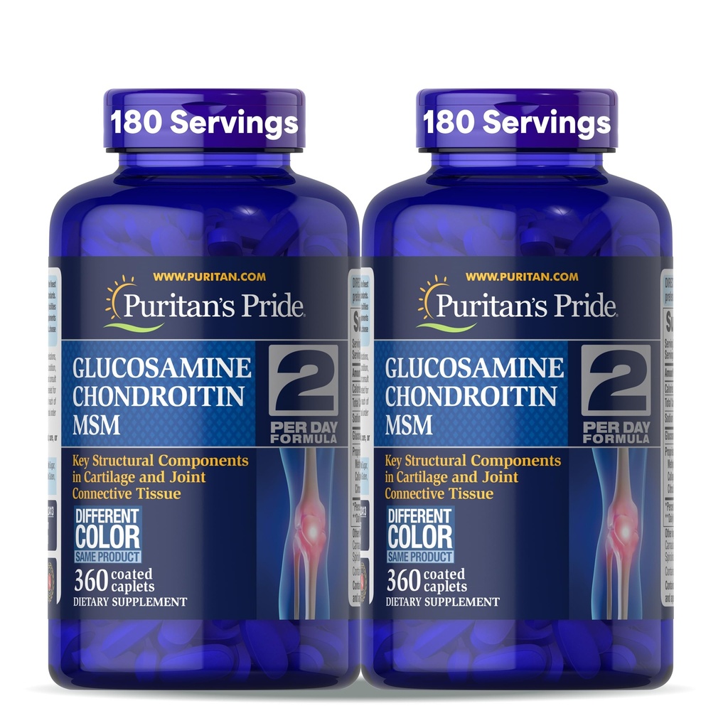 Puritan's Pride Glucosamine Chondroitin MSM Dietary Supplement for Joint Health, 360 Coated Caplets