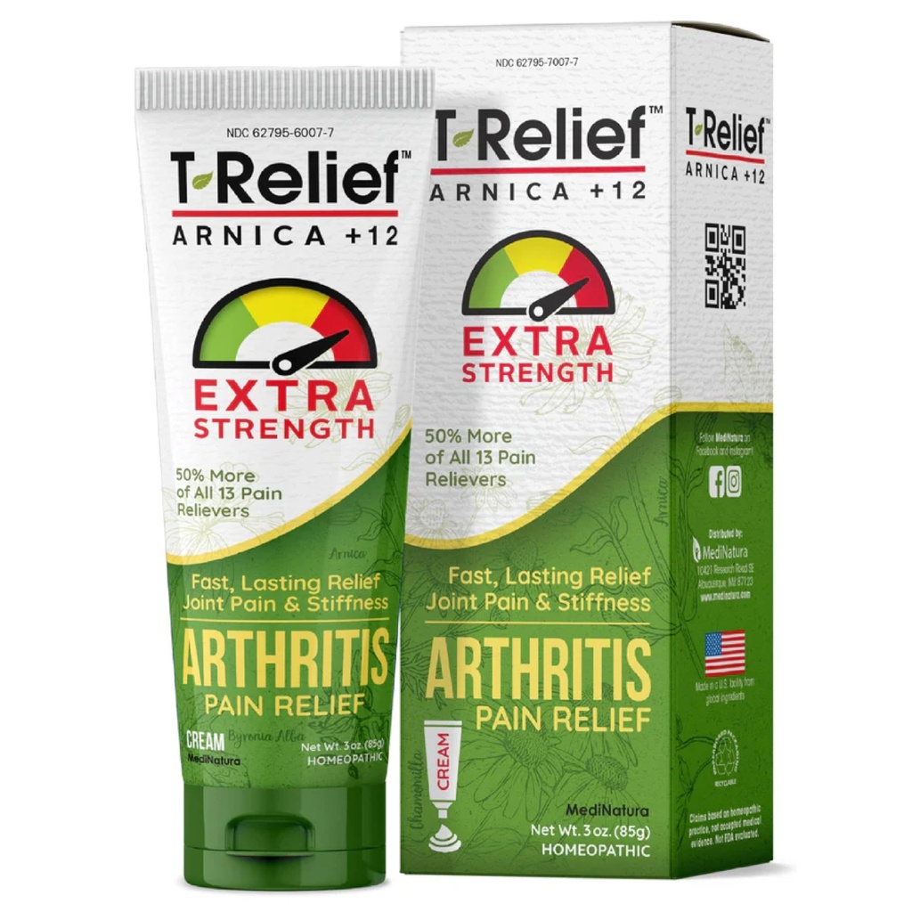T-Relief 外强性关节炎 Cream Arnica + 12 疼痛解脱自然药 帮助苏氏索里内斯·斯蒂夫内斯(Sooreness Stiffness Aches)和关节疼痛 自然 - 3 oz