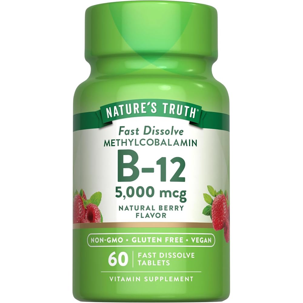 Nature's Truth B12 维生素 5000 mcg QQ 60 板块 快速溶解 天然贝里 Flavor QQ Vegan, Non-GMO & Gluten Free Supplor