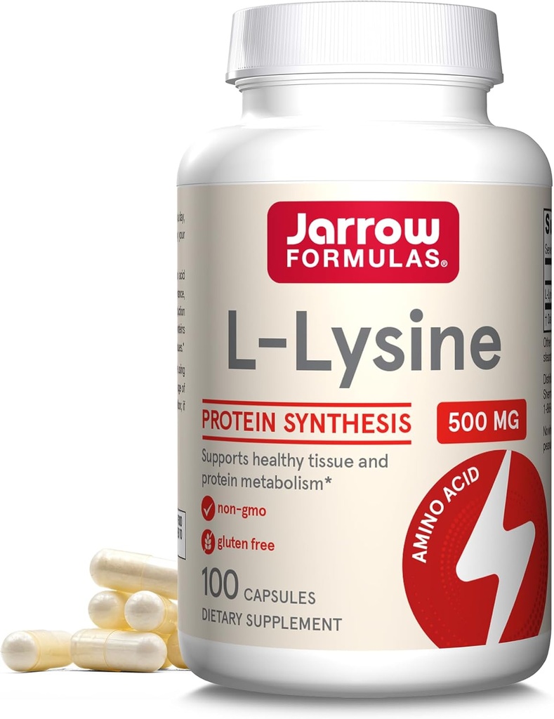 Jarrow Formules L-Lysine 500 mg, 饮食补充,蛋白质合成和健康组织支持氨基酸, 100 Capsules, 100天供应