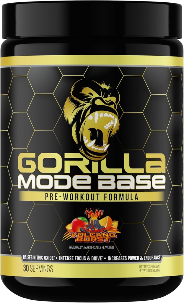 Gorilla Mind Base Pre Workout - 提高硝氧合金强度聚焦和驱动耐力动力 - L-Citrulline, L-Tyrosine, Betaine, Alpha-GPC, Cafeine, Huperzine A - 360 Grams (Volcano Burst) 互联网档案馆的存檔,存档日期2014-12-22.