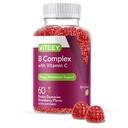 Viteey Vitamin B 配有维生素C的复合体 - 能量,代谢和免疫支持 - B6, B12, Niacin, Folic Acid, Biotin, Calcium - Vegan, Gluten - Free - 60 Count