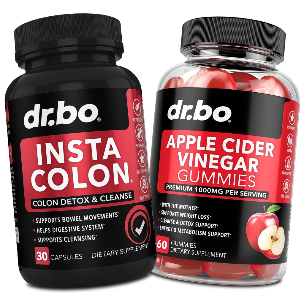 Colon Cleanser Detox & ACV Apple Cider Vinegar Gummys - 15日 Colon Clean Cleanse Pills Poop Flush & ACV Gummys 补充 - 肠胃Bowel运动 补充 Bloating Gut 支持