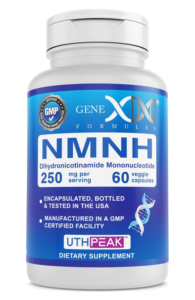 Genex 公式 250 mg NMNH (60 Capsules - 30 services) | UthpeakTM NMNH (Dihydronicotinamide Mononucleotide) NAD+ 健康衰老前体 - 非GMO,Gluten-Free,蔬菜