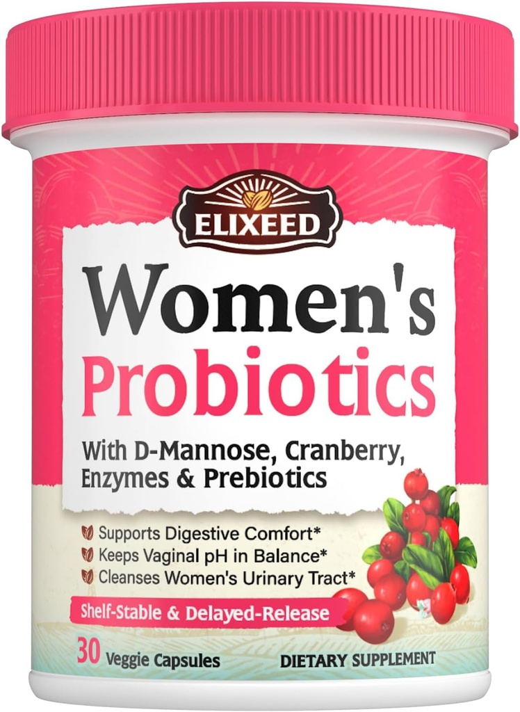 为妇女提供抗生素,120亿个含预生素的Cranberry D-Mannose & Ezymes、消化性阴道和尿道切克健康,30个延迟释放盖