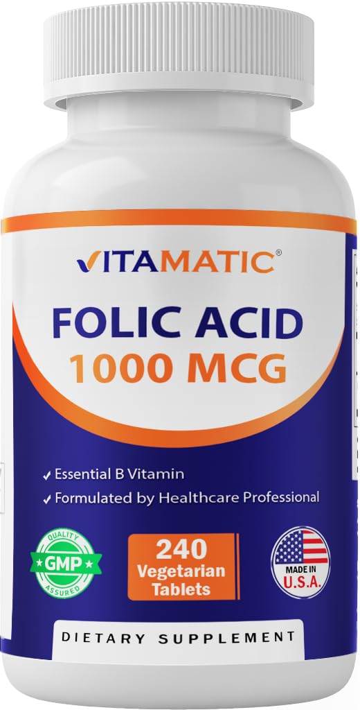 维生素酸 1000 mcg(1mg) - 植物药片 - 1667 mcg DFE - 维生素 B9(240 counts (pack of 1))