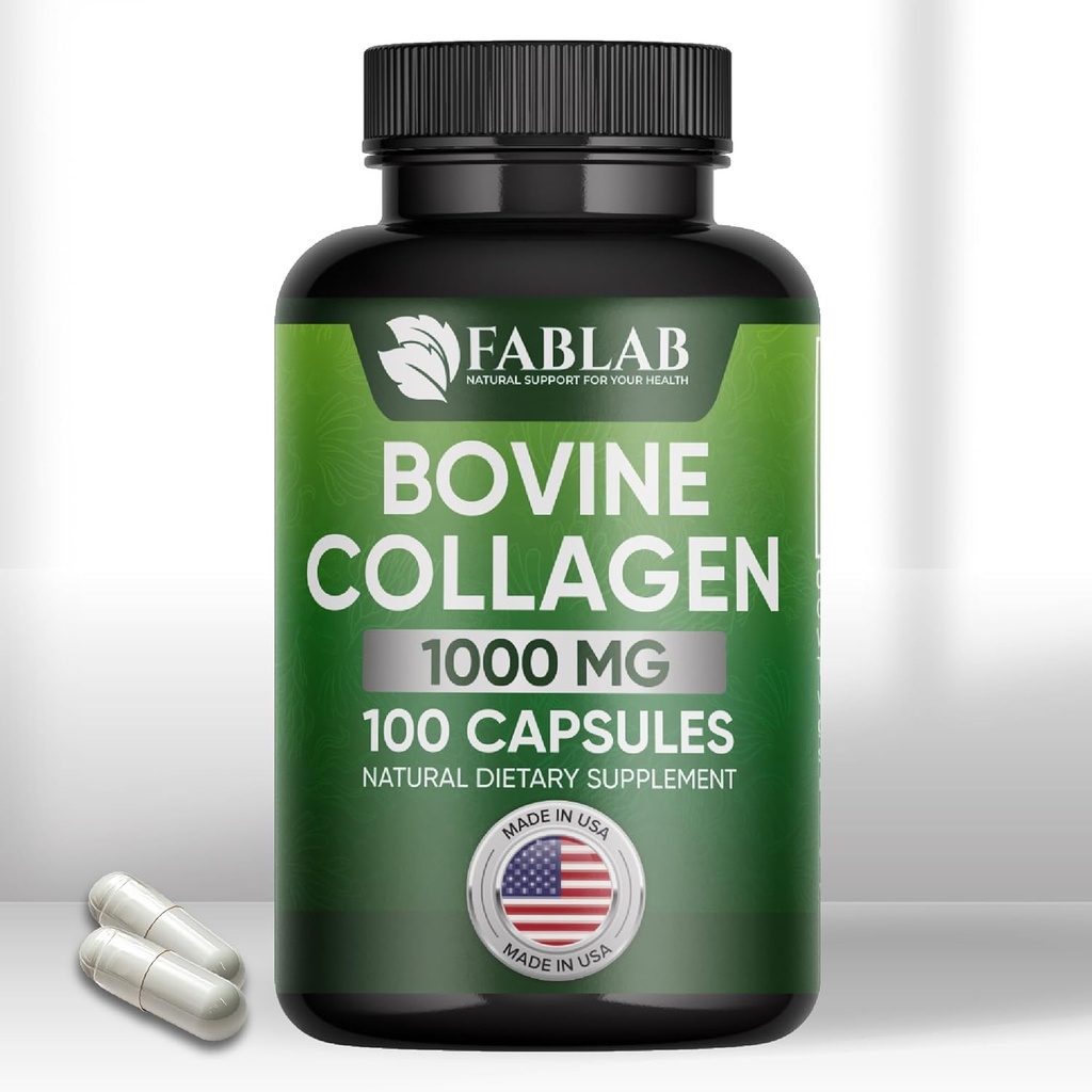 FabLab Bovine Collagen I型补充剂 -- -- 联合、神经和骨支持的营养补充剂 -- -- 非GMO、含水解百合剂的抗老化饮食产品 -- -- 100卡普尔