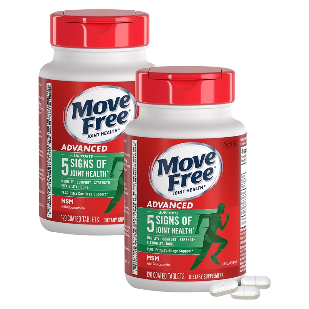 移动 Free Advanced Glucosamine Chondroitin MSM 联合支持补编,支持流动性,舒适度,强度,灵活性和骨骼,120平板/40 服务(2包)