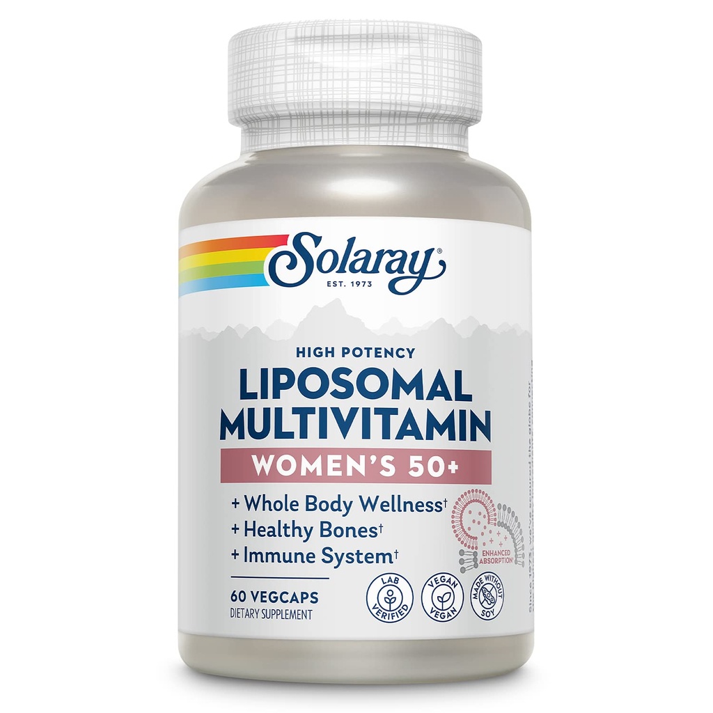 SOLARAY Liposomal 多维明女性50+,强化对铁的吸收,维生素D,维生素C,B12,Biotin & More,Imune支持和骨质健康,Vegan,30名服务员,60名VegCaps