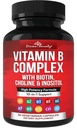 Divine Bounty Super B 复合维生素 - 所有B 维生素包括B12,B1,B2,B3,B5,B6,B7,B9,Folic Acid - 维生素B 补充 - 支持健康能源代谢 - 90 植物卡普尔.