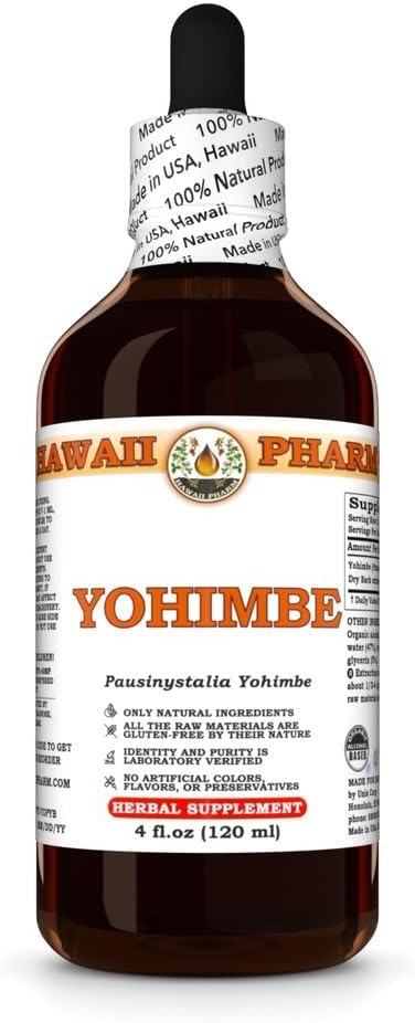 Yohimbe (Pausinystalia Yohimbe) 干巴克叮当,夏威夷制造,全天然,Vegan,纯液体提取 - 4 f.oz
