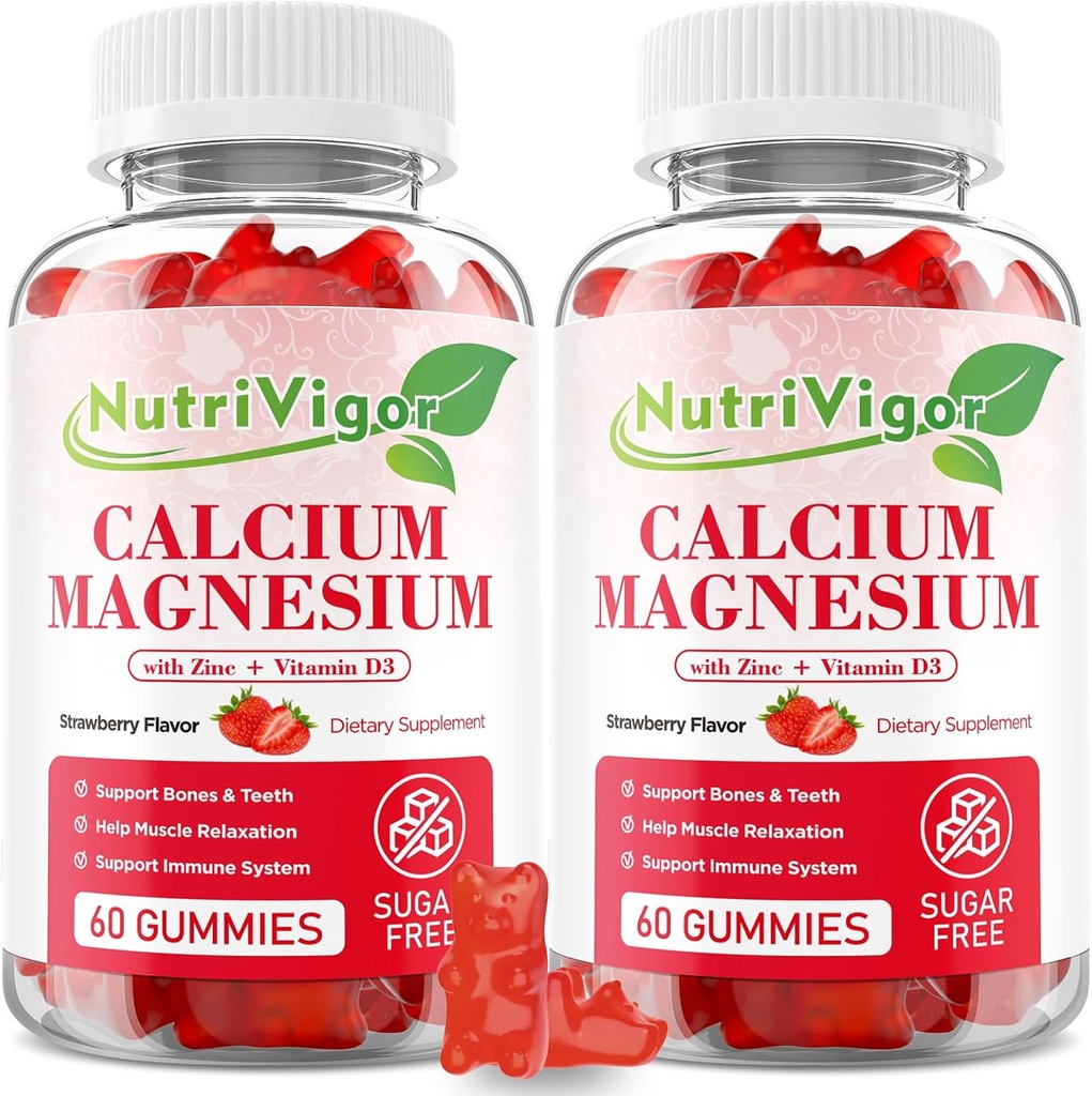 具有300mg高吸收力的镁镁镁镁钙,Bone,Muscles & Immune支持儿童与成年人,Strawberry Flavor,120 Counter, Calcium 补充D3
