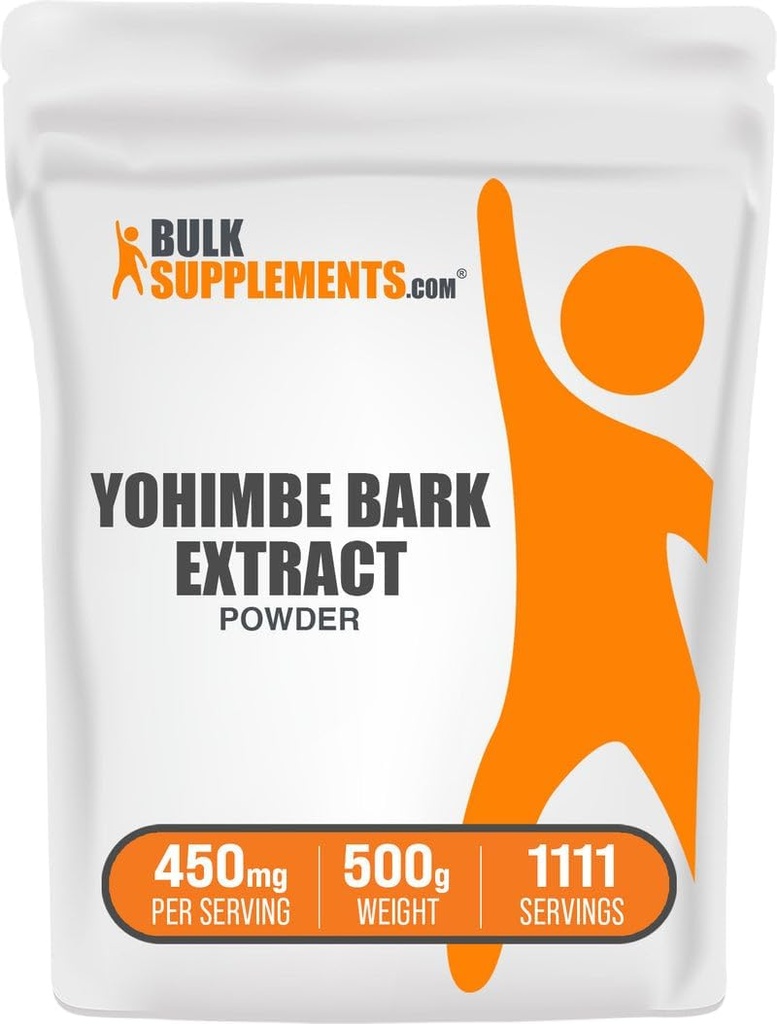 Bulk Assupports.com Yohimbe 抽取粉末 - Yohimbe Bark 抽取 - 草药补充剂,Gluten Free,每服450mg,500g(1.1磅)(包1)