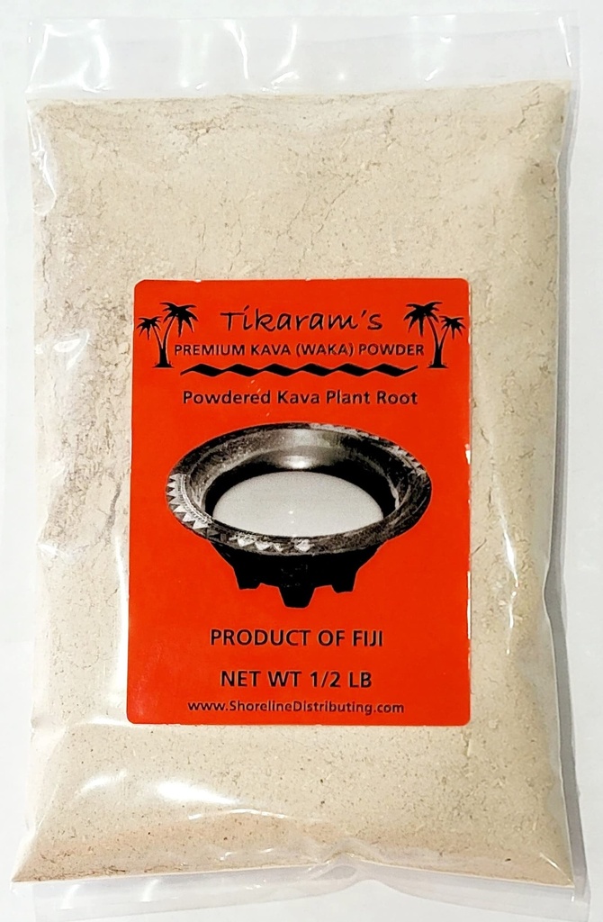 蒂卡拉姆的卡瓦卡瓦(英语:Tikaram's Kava Kava) - Premium 斐济瓦卡(Nobel Lateral Root Kava Powder) 1/2英镑(8oz) - 斐济市场批发, 8oz (1/2英镑)