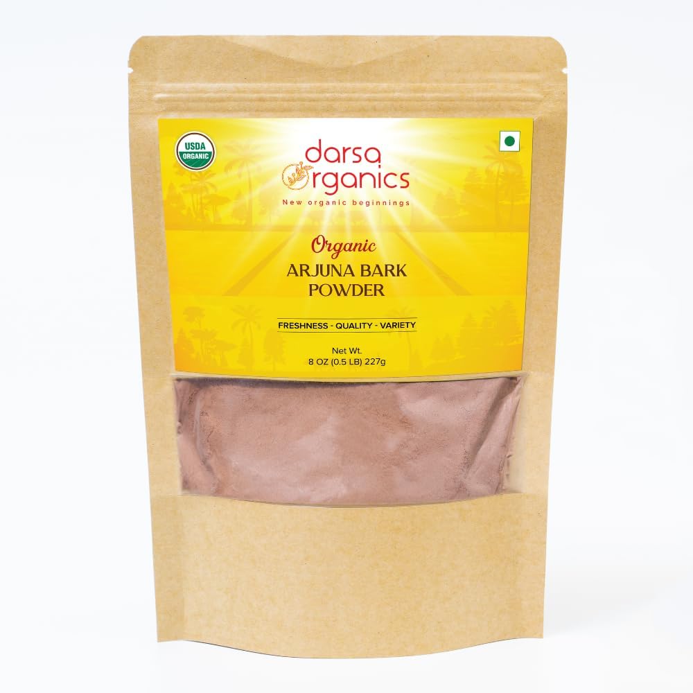Arjuna Powder, 8 oz - USDA 用于心血管支持、心脏健康和血压维持的有机终端Ajuna, Arjuna Bark Powder, Non-GMO, Gluten-Free, Kosher