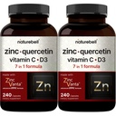 NatureBell Zinc Quercetin配有维生素C & D3,480 Capsules (2 Pack) QQ Quercetin 1000mg + Zinc 50mg + Vitamin C 250mg + Vitamin D3 5000 IU → 4-in-1 高级 Immune 和 Lung 支持 + ZincVanta 公式