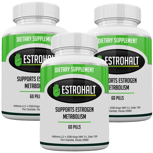 Estro-Halt 3 Pack 180 Tablets - DIM 补充剂(Diindolylmethane)和Indole-3-Carbinol(I3C) 最佳雌激素-Blocker 供女性和男性使用 → 天然阿罗马塔酶 Inhibitor Vitamin 帮助PCOS,更年期和PMS