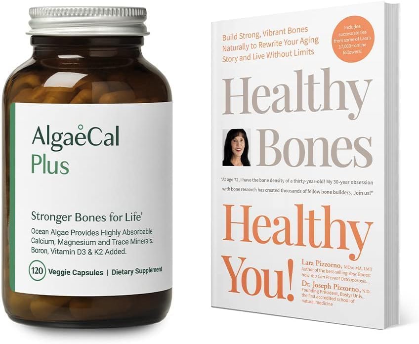 ALGAECAL 男女维生素D3 & K2, 镁和书籍, Lara Pizzorno健康你, 增加骨骼健康, 1月-月供应
