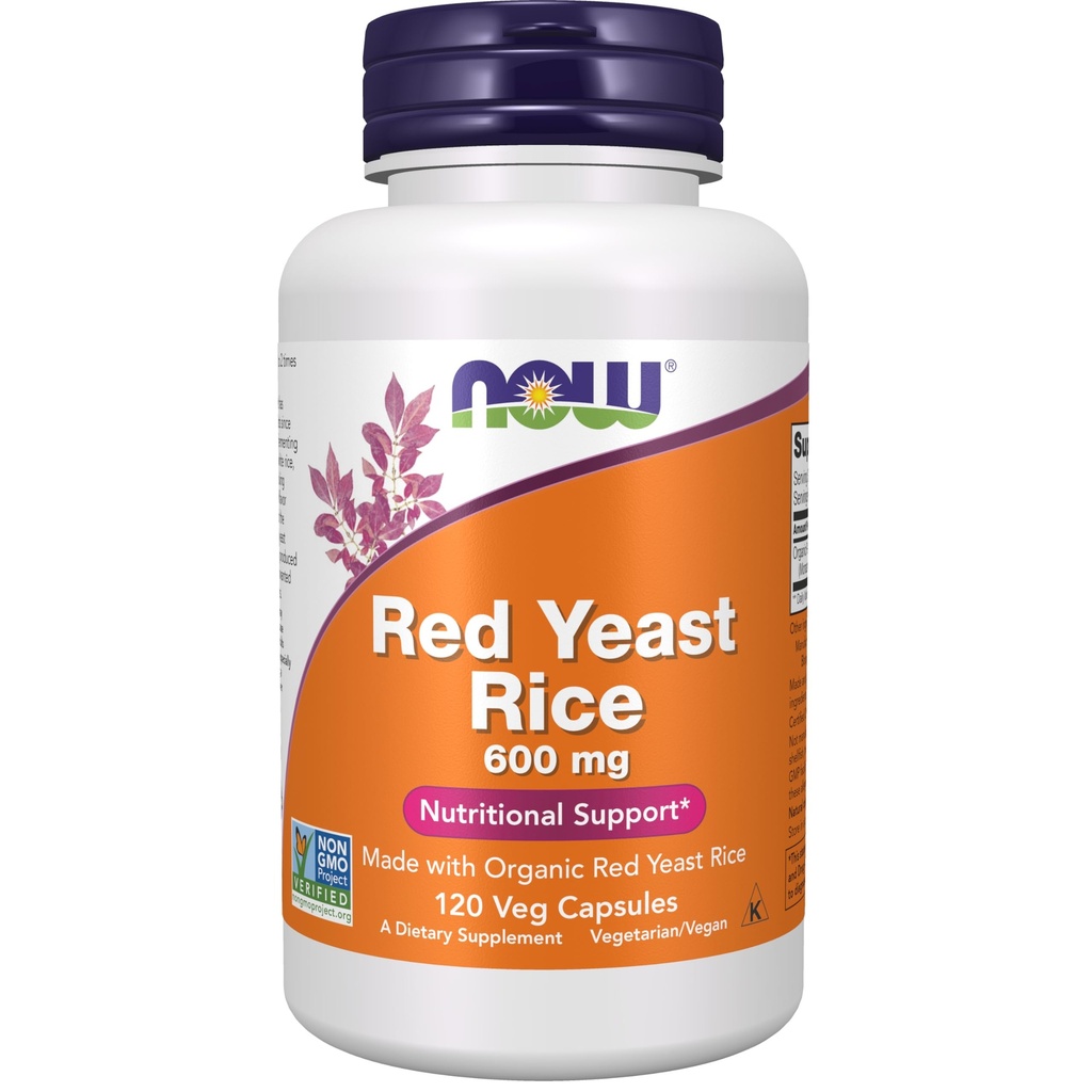 现在补充品,红酵母大米600毫克,用有机红酵母大米制造,120Veg Capsules