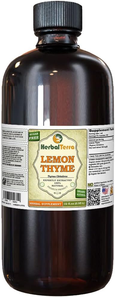 柠檬Thyme(Thymus x Citriodorus) 丁香,有机干草液提取物(Brand name:Herbalterra, Proudly made in America) 32 fl.oz(0.95 l)