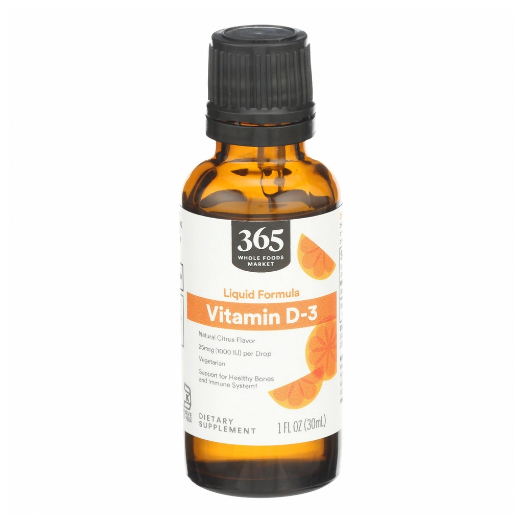 365 由全食品市场,维生素D-3液态Citrus Flavor 1000IU, 1 OZ