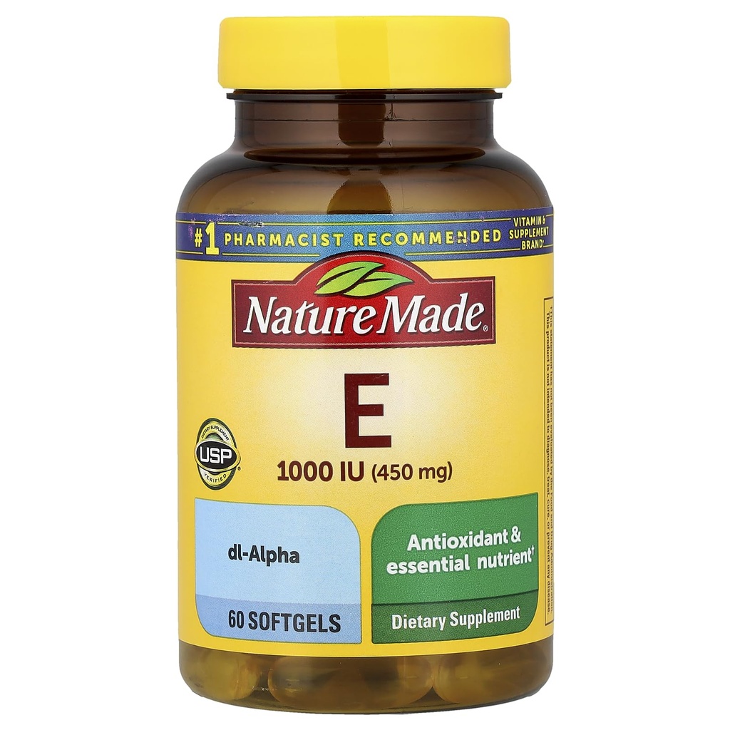 天然制维生素E 1000 IU(dl-Alpha) 软胶 60 Ct