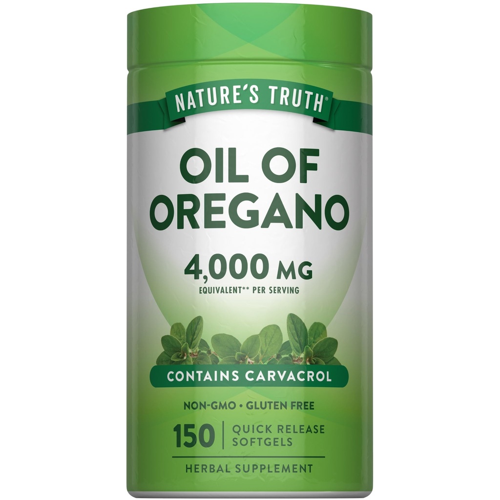 Oregano Softgels Nature's Truth Oil → 4000 mg → 150 Counter → Non-GMO & Gluten Free Herbal Supplement (英语).