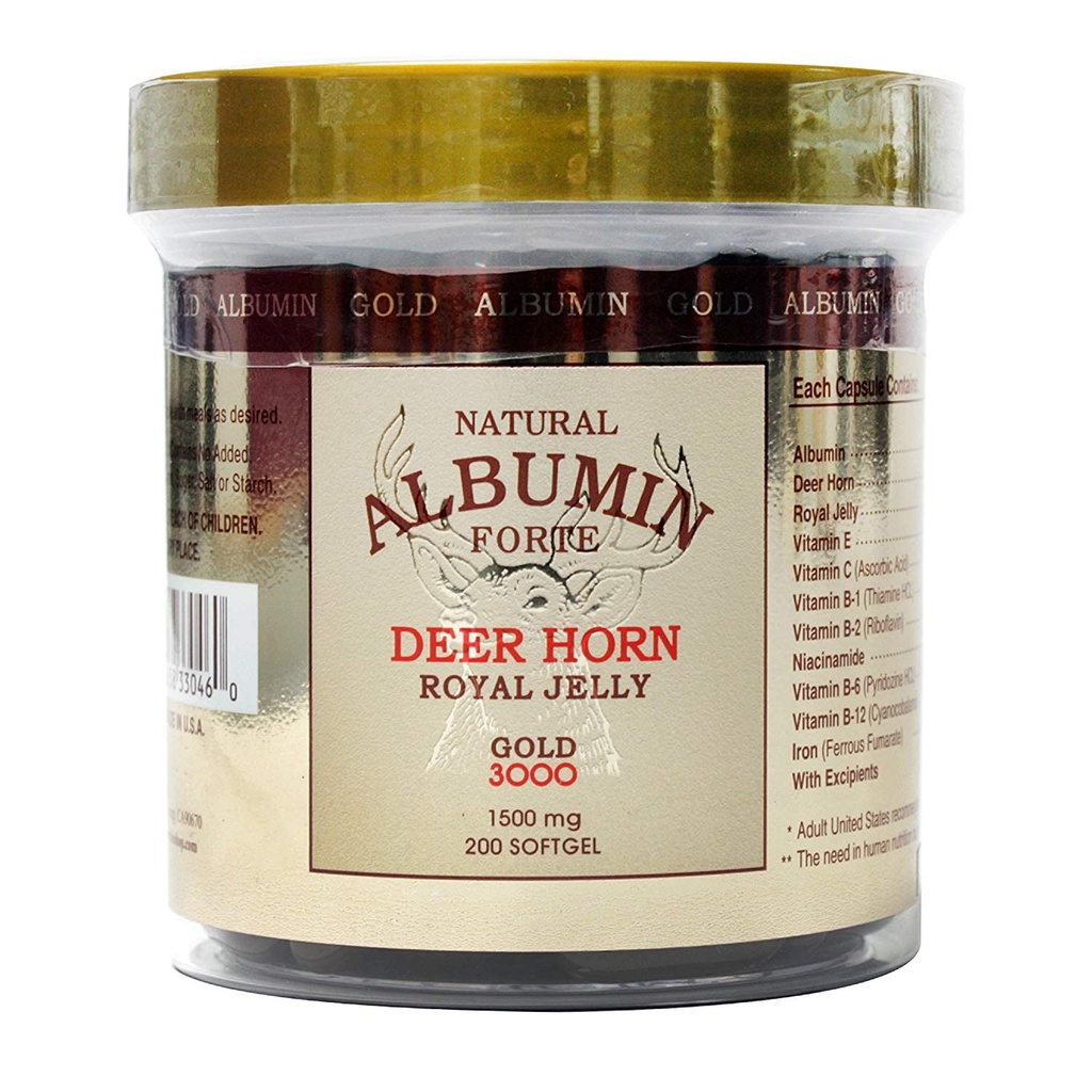 天然的 Albumin Forte Deer Horn Royal Jelly - 1500mg/200 软胶